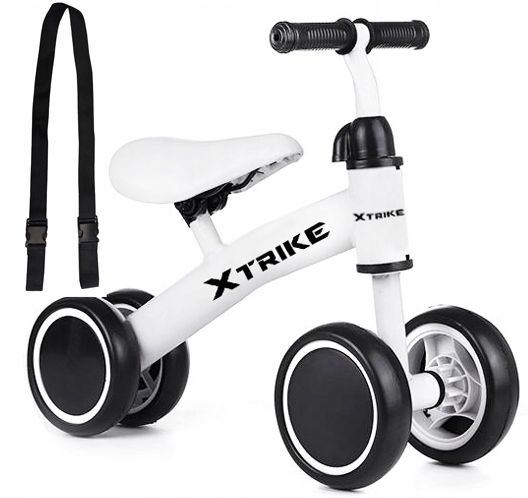 Детский беговел Xtrike (21833) со стальной рамой, до 2 лет, с ремнем для переноски, белый