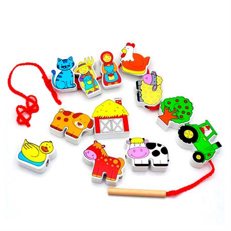 Деревянная шнуровка Viga Toys Ферма (59548) от 2 лет