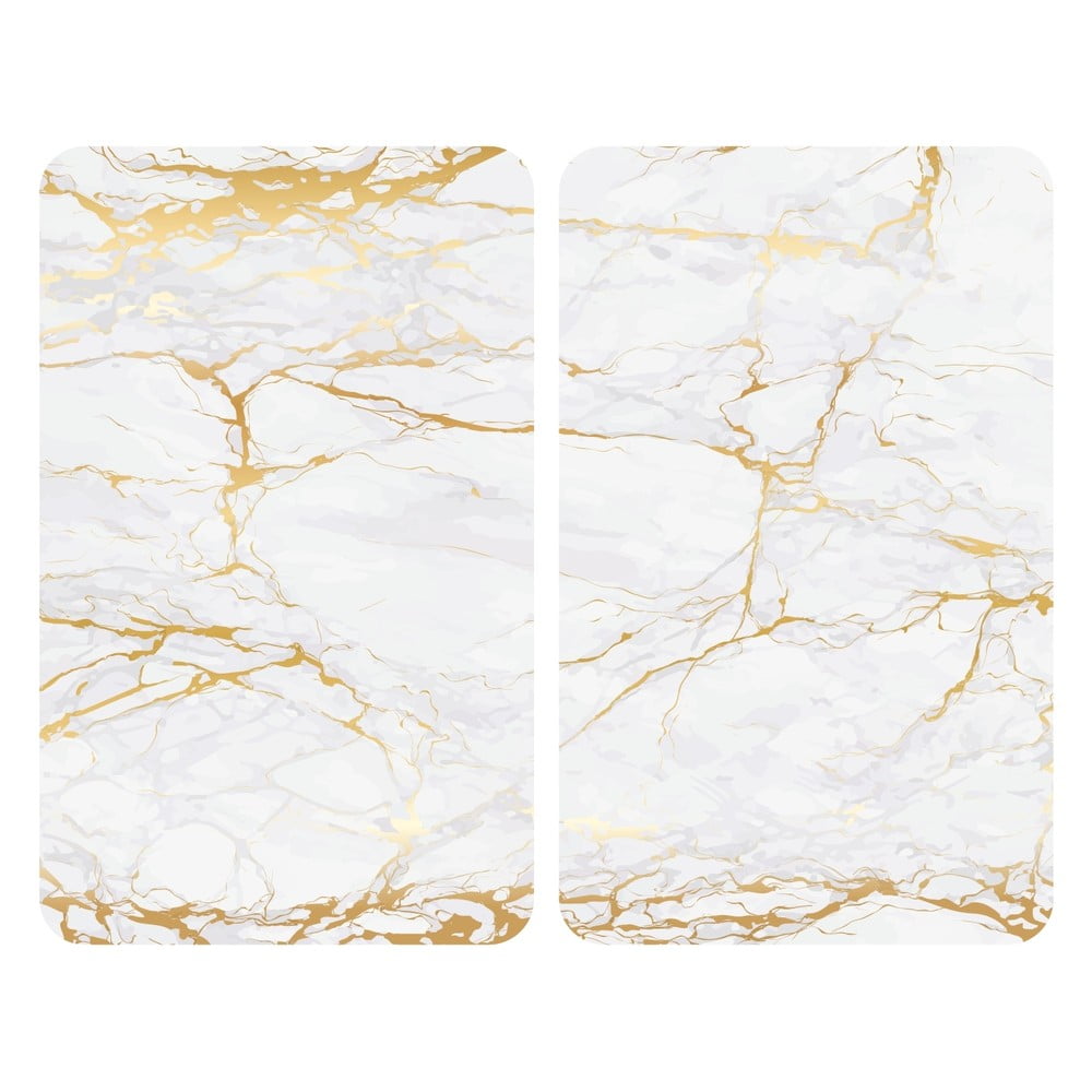 Набор кухонных панелей Wenko Marble, 52 х 30 см, стеклянные, бело - золотой цвет