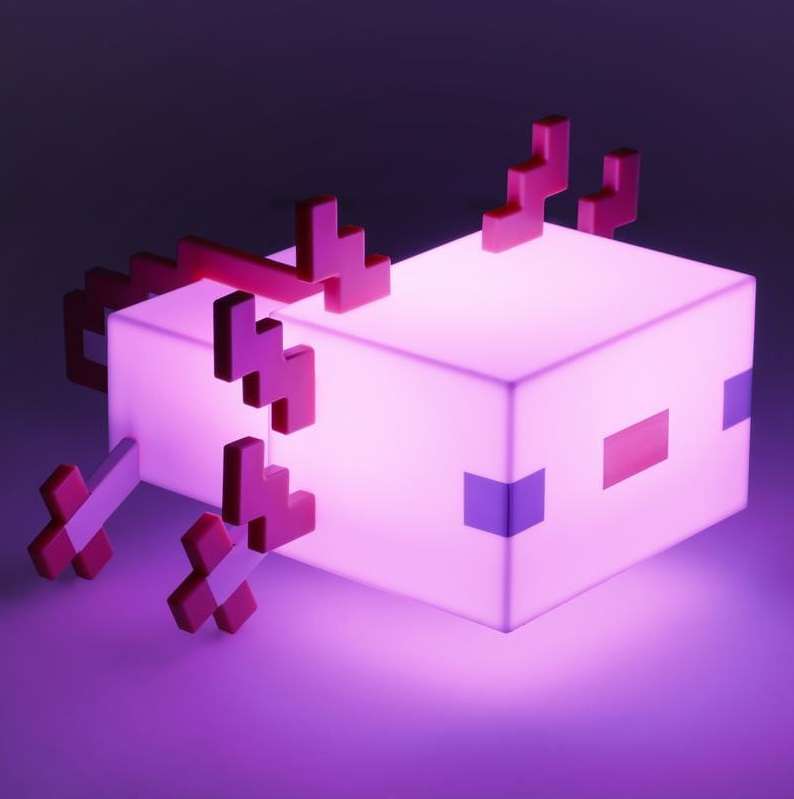 Лампа-фигурка LED Paladone Minecraft Light Axolotl Аксолотль 5 цветов 21 см
