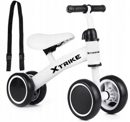 Детский беговел Xtrike (21833) со стальной рамой, до 2 лет, с ремнем для переноски, белый