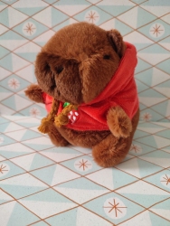 Мягкая плюшевая игрушка - брелок Капибара в красном худи capybara 