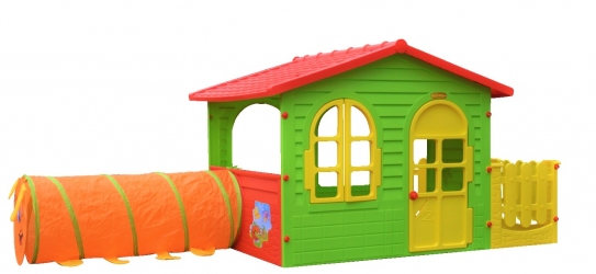 Детский игровой домик Mochtoys с террасой и тоннелем 