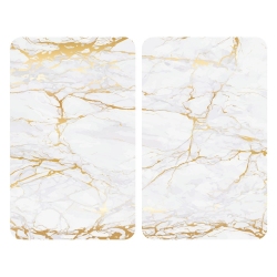 Набор кухонных панелей Wenko Marble, 52 х 30 см, стеклянные, бело - золотой цвет