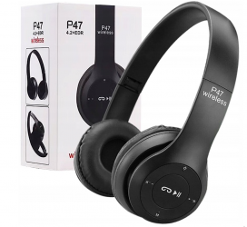 Беспроводные наушники P47 с радио FM Bluetooth MP3 черные