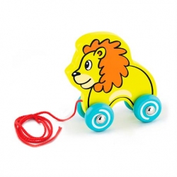 Деревянная каталка Viga Toys Лев (50090) желтый