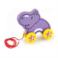 Деревянная каталка Viga Toys Бегемотик (50092) фиолетовый