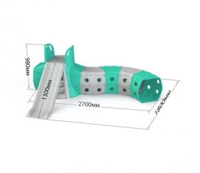Детская горка c туннелем Doloni 01470/1 (серо - бирюзовый)